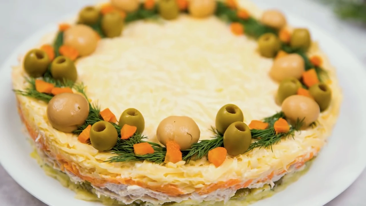 Салат грибной венок