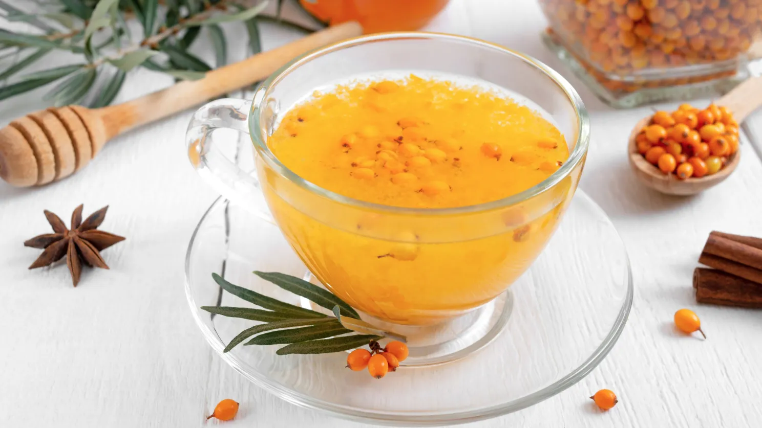 Подача чая с облепихой